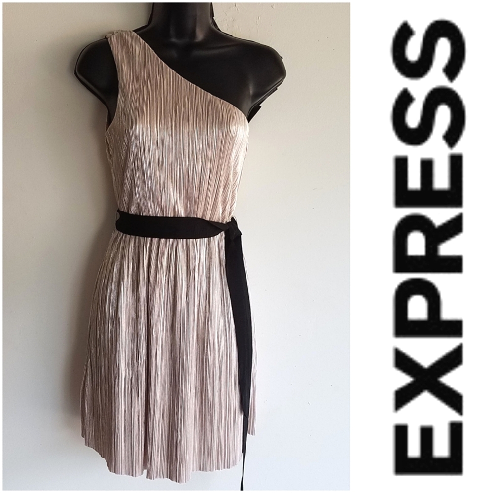 Express One-Shoulder Tie Waist Dress